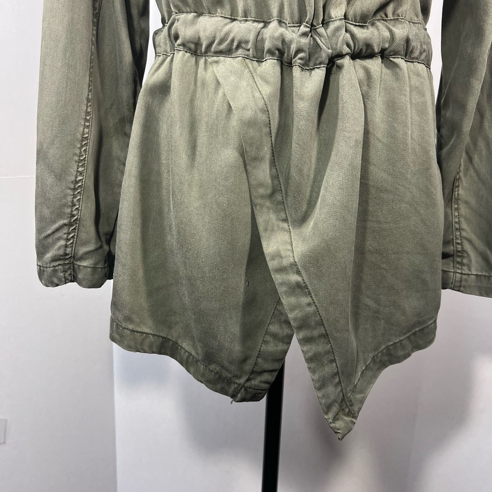 Max Jeans Long Sleeve Olive Green Drape Drawstring Belt Trench Coat Women size M - Picture 4 of 10